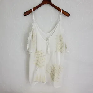 Gimmicks Womens Blouse Size Medium Cream/White Floral Sheer Sleeveless V-Neck thumbnail 7