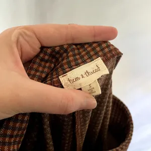Anthropologie hem & thread orange brown checkered bootcut‎ pants women's size S thumbnail 7