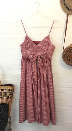 Alexandra Bartlett Gingham Cotton Midi Dress​ Red Size 2 thumbnail 1