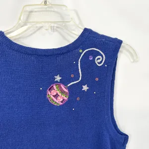 Kim Rogers Small Christmas Vest Holiday Ornament‎ Royal Blue Sweater Ugly 1707 thumbnail 7