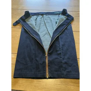 LRL Ralph Lauren Jean Skirt Women Size 4 Leather‎ Trim Full Zip Knee Length thumbnail 11
