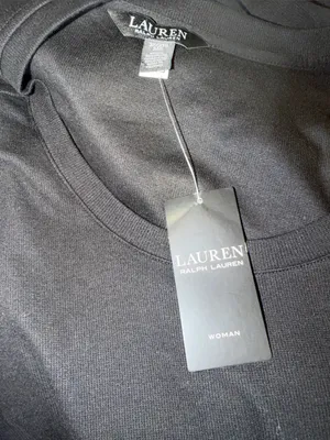 NWT Lauren Ralph Lauren Tie Front Cotton Blend Crewneck Dress Black thumbnail 11