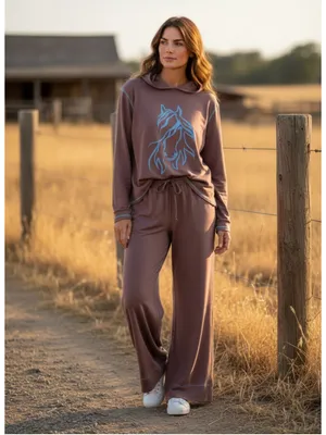 Back in the Saddle Wide Leg Pants Women's Size XL Brown Blue thumbnail 3