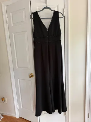Badgley Mischka Pleated Trim Black Formal Gown Size 12 $750 thumbnail 6
