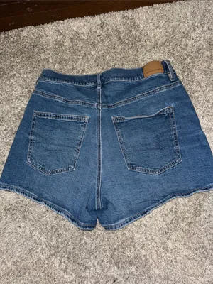 American Eagle Outfitters Dark Blue High-Rise Denim Shorts thumbnail 2