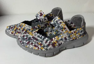 Bernie Mev Size 5 (EU 36) Charm Slate Multicolor Mary Jane Slip-On Woven Flats thumbnail 1