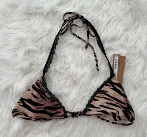 Skims Fits Everybody Lace Micro Bralette Sand Tiger Print Size 3X thumbnail 1