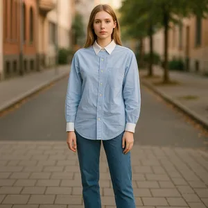 5/$35 ‎ Old Navy Womens Shirt Sz S The Boyfriend Blue White Pinstripe Dress thumbnail 2