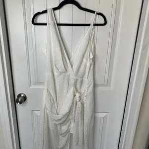 Anthropologie Lioness swiss‎ dot white surplice maxi dress medium bridal wedding thumbnail 3