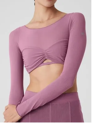Alo Yoga Mesh Sheer Illusion Crop Top Best for size S/M thumbnail 1