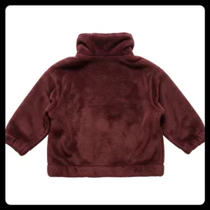 Old Navy Fleece Jacket Women Small Burgundy Teddy Full Zip Mock Neck Outerwear thumbnail 5