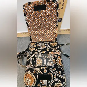Vera Bradley Caffe Latte Mini Hipster Small Brown/Black Crossbody Bag Purse thumbnail 6