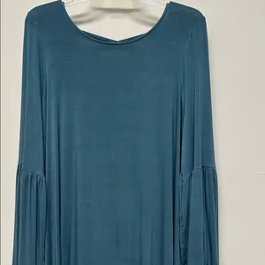 American Eagle Dark Teal Green Long Sleeve Criss Cross Back swing dress size XL thumbnail 15