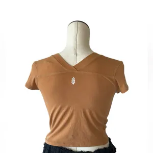 NWOT Free People Movement Hot Shot Baby Tee In Color Camel Stretch thumbnail 4