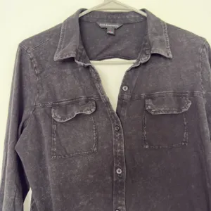 Rock & Republic Black Cutout Back Long Sleeve Button Up Shirt Size Women Size L thumbnail 3
