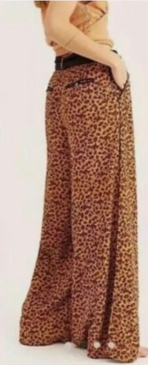 Free People Leopard Print Wide-Leg Pants thumbnail 2