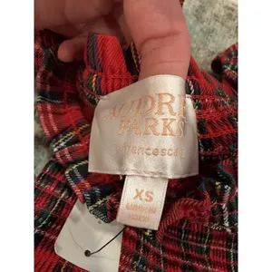 Audrey Parks Francesca's Effie Tartan Plaid Smocked Mini Dress XS NWT $70 thumbnail 7