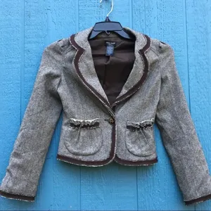 Guess Jeans Gray Denim Accented Button Front Blazer Women’s Size XS v6x thumbnail 4