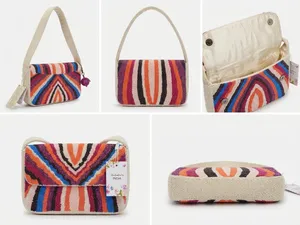 NWT Handcrafted Multicolored Beaded Shoulder Bag thumbnail 3
