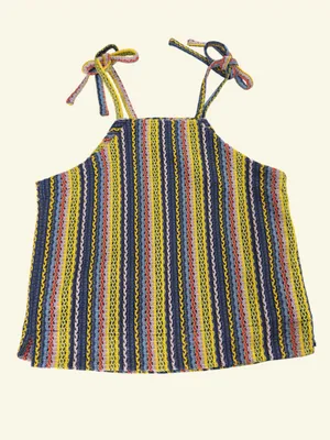 Madewell Texture & Thread Striped Tie Strap Tank Top Size Small Boho Crochet thumbnail 5
