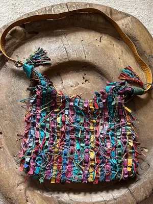 Vintage Narda Collection East West boho chic hippie fringed crossbody bag purse thumbnail 1