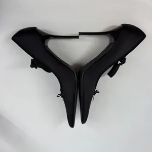 Sugar Thrillz‎ Black Satin Pointed Toe Mary Jane Stiletto Heels Size 9M thumbnail 4