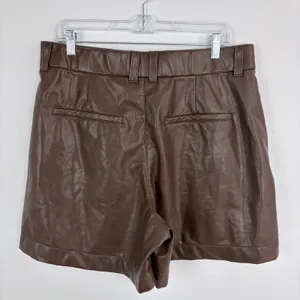 Abercrombie & Fitch Vegan Leather Pleated Short High Rise Structured Brown Large thumbnail 5