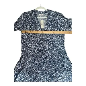 Francesca's Mi Ami Anita Blue‎ Floral V-Neck Mini Baby Doll Dress, Small thumbnail 5