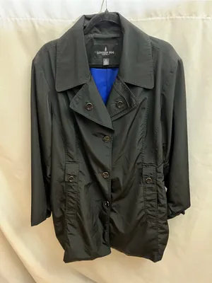 London Fog Women’s Black Double Breasted Trench Raincoat Jacket Plus Size 3X thumbnail 1