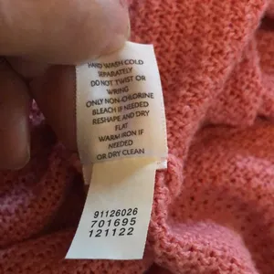 Crochet Linen Blend Tunic Cardigan Sz. L Coral One Button Closure Spring thumbnail 11