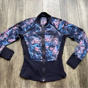 Lululemon If You’re Lucky Jacket in Moody Mirage Bark Berry Navy Floral Zip Up thumbnail 10