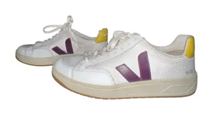 Veja V12 Leather Tennis Shoes Women Size 8‎ Sneakers Purple V Low Top Athletic thumbnail 1