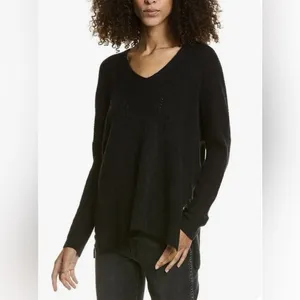 All‎ Saints Rhoda V Neck Sweater Alpaca Wool Blend Black Size small thumbnail 2