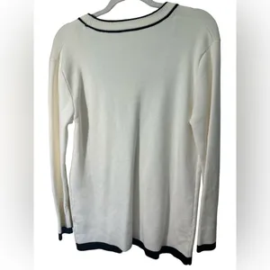 Blue Blush Knit Sweater Long‎ Cardigan Ivory Front Pockets thumbnail 2