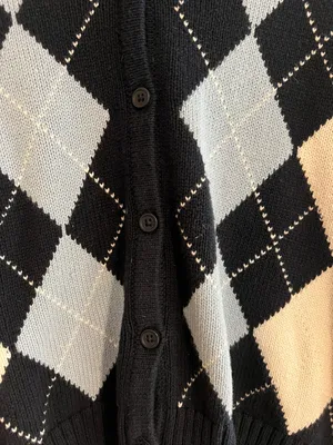 Brandy Melville Navy blue argyle sweater thumbnail 2