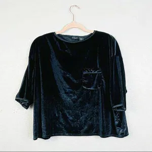 TAHARI Black Velvet Short Sleeve Lounge Top Size Small‎ thumbnail 2