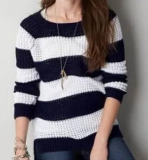 American Eagle Jegging Sweater Women’s Size‎ Medium Striped Knit Cozy Nautical thumbnail 1