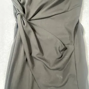 Bershka Black Asymmetric Dress Small Midi Elegant Cut Out Whimsy‎ Goth Sexy thumbnail 5