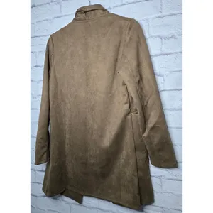 NWT Haute Monde brown Faux suede blazer coat size Small. thumbnail 5