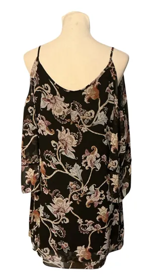 White House Black Market Cold Shoulder Floral Mini Dress Medium thumbnail 1