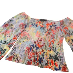 Anthropologie Rouen Floral Smocked Blouse Small Sheer Puff Sleeve Crop Top Boho thumbnail 11
