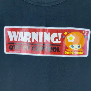 Oopsy Daisy Vintage Y2K 2000’s Black Warning! Out Of Control Tee thumbnail 5