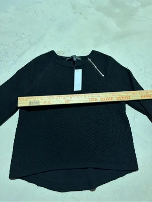 White House black market NWT Black Knit Zip-Accent Women's Sweater SMALL MSRP$74 thumbnail 6