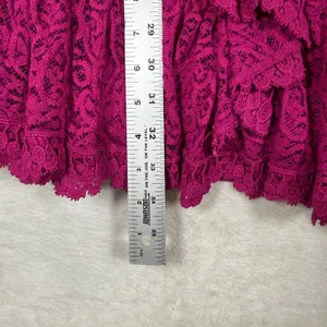 Free People Magenta Pink Lace Ruffle Bell Sleeve Mini Dress OB736065 Small thumbnail 5