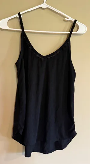 Shyanne Womens Black V-Neck Camisole Tank Top‎ Crochet Trim Small thumbnail 1