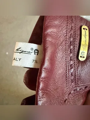 Etienne Aigner 7.5 Italian Made Leather Gloves Reddish Brown thumbnail 5
