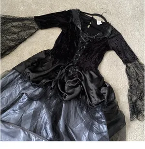 Gothic Whimsigoth Vampire Bride Witch Hooped Gown Dress Jrs. Large 12-14 thumbnail 4