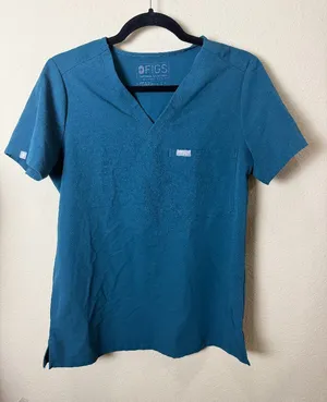 FIGS Catarina One Pocket Scrubs Top Teal Size Small thumbnail 1