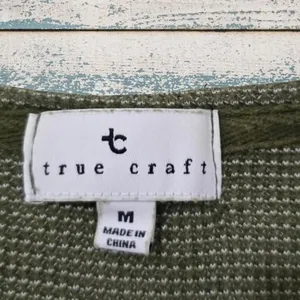 True Craft Waffle Knit Olive Green Crop Tee thumbnail 2