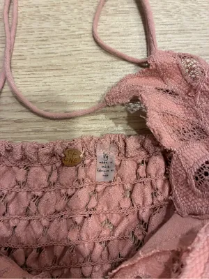 FP One Free People Adella Mini Slip Dress Pink Lace Size L thumbnail 5